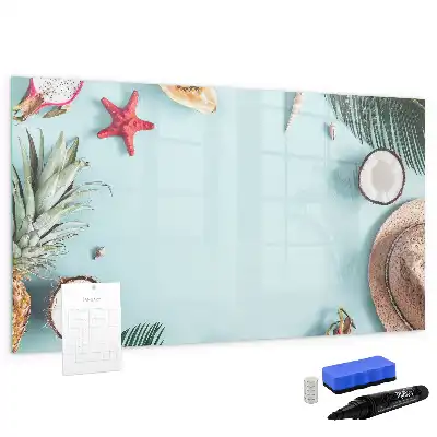 Pizarra magnética de pared con rotulador diseño composición de verano