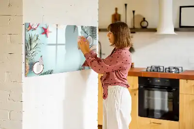 Pizarra magnética de pared con rotulador diseño composición de verano