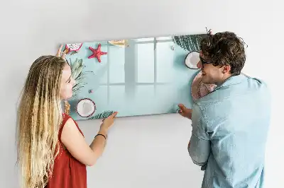 Pizarra magnética de pared con rotulador diseño composición de verano