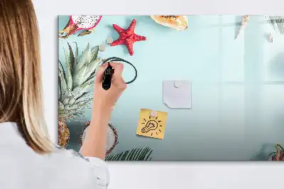 Pizarra magnética de pared con rotulador diseño composición de verano