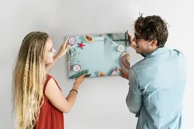 Pizarra magnética de pared con rotulador diseño composición de verano