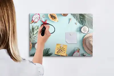 Pizarra magnética de pared con rotulador diseño composición de verano
