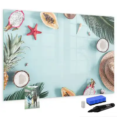 Pizarra magnética de pared con rotulador diseño composición de verano