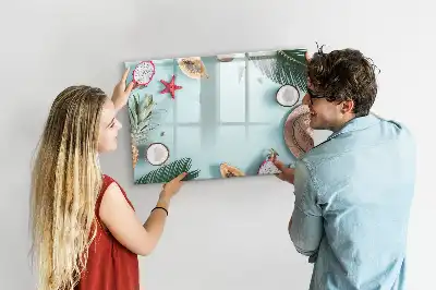 Pizarra magnética de pared con rotulador diseño composición de verano