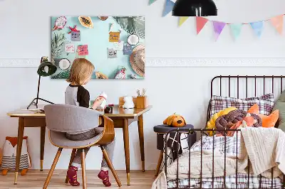 Pizarra magnética de pared con rotulador diseño composición de verano