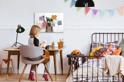 Pizarra borrable de cristal con imanes diseño decorativo de suculentas con gafas