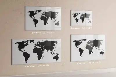 Pizarra magnética de pared con rotulador mapa del mundo en color negro