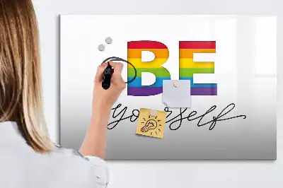 Pizarra borrable de cristal con imanes con diseño de texto Sé tú mismo