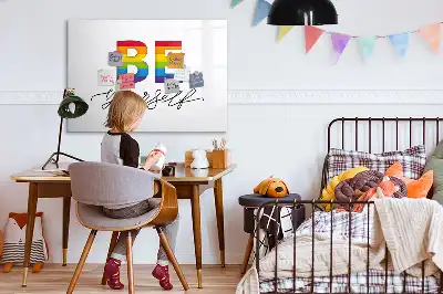 Pizarra borrable de cristal con imanes con diseño de texto Sé tú mismo