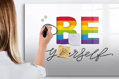 Pizarra borrable de cristal con imanes con diseño de texto Sé tú mismo