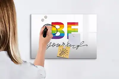 Pizarra borrable de cristal con imanes con diseño de texto Sé tú mismo