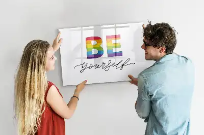 Pizarra borrable de cristal con imanes con diseño de texto Sé tú mismo