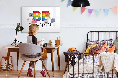 Pizarra borrable de cristal con imanes con diseño de texto Sé tú mismo
