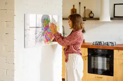 Pizarra borrable de cristal con imanes diseño de abstracción del cerebro