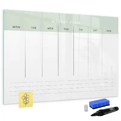 Planificador semanal pizarra magnética de pared con rotulador