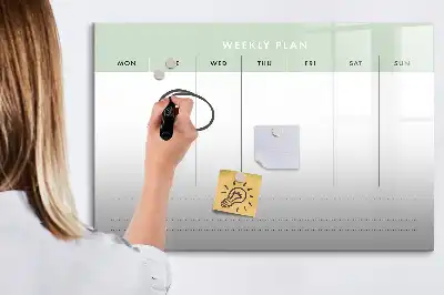 Planificador semanal pizarra magnética de pared con rotulador