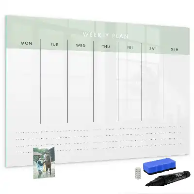 Planificador semanal pizarra magnética de pared con rotulador