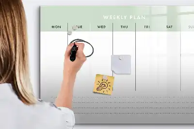 Planificador semanal pizarra magnética de pared con rotulador