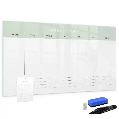 Planificador semanal pizarra magnética de pared con rotulador