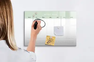 Planificador semanal pizarra magnética de pared con rotulador