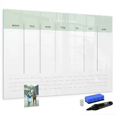 Planificador semanal pizarra magnética de pared con rotulador