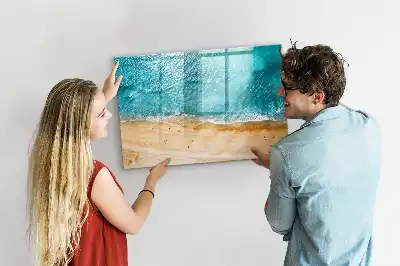 Pizarra borrable de cristal con imanes modelo gente en la playa