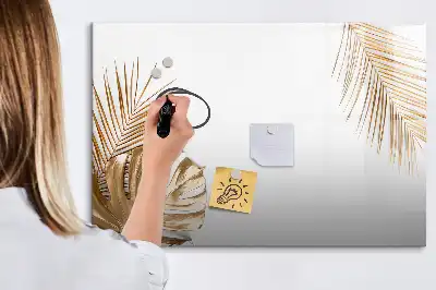 Pizarra magnética de pared diseño de hojas exóticas con rotulador