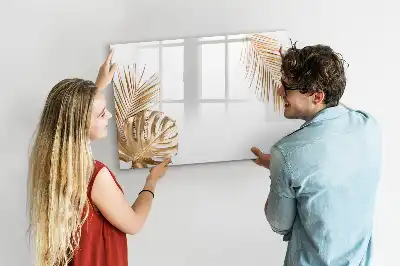 Pizarra magnética de pared diseño de hojas exóticas con rotulador