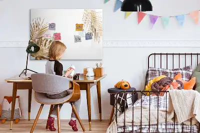 Pizarra magnética de pared diseño de hojas exóticas con rotulador