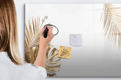 Pizarra magnética de pared diseño de hojas exóticas con rotulador