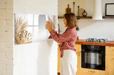Pizarra magnética de pared diseño de hojas exóticas con rotulador