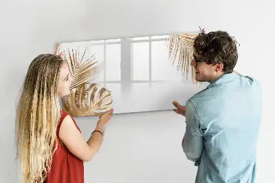 Pizarra magnética de pared diseño de hojas exóticas con rotulador