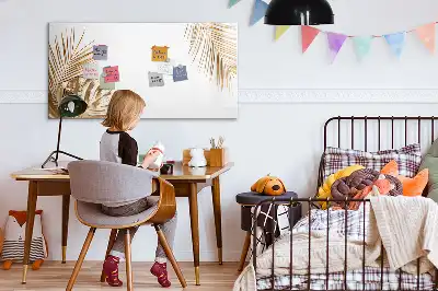 Pizarra magnética de pared diseño de hojas exóticas con rotulador