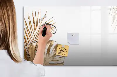 Pizarra magnética de pared diseño de hojas exóticas con rotulador