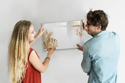 Pizarra magnética de pared diseño de hojas exóticas con rotulador