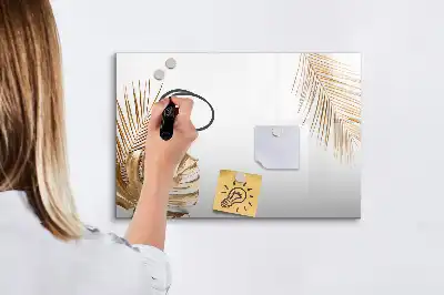 Pizarra magnética de pared diseño de hojas exóticas con rotulador