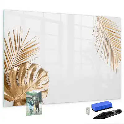 Pizarra magnética de pared diseño de hojas exóticas con rotulador