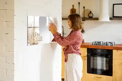 Pizarra magnética de pared diseño de hojas exóticas con rotulador