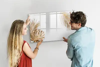 Pizarra magnética de pared diseño de hojas exóticas con rotulador
