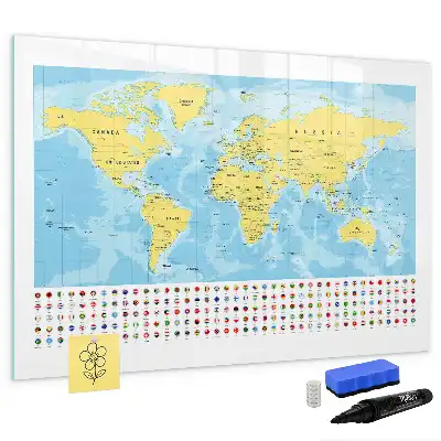Mapa del mundo pizarra magnética de pared con rotulador