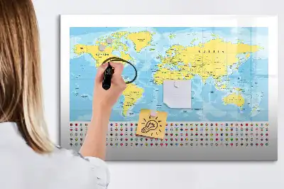 Mapa del mundo pizarra magnética de pared con rotulador