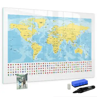 Mapa del mundo pizarra magnética de pared con rotulador