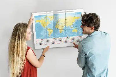 Mapa del mundo pizarra magnética de pared con rotulador