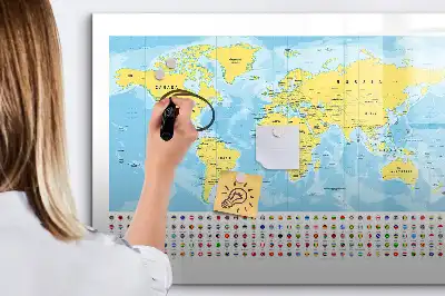 Mapa del mundo pizarra magnética de pared con rotulador