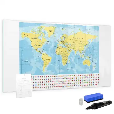 Mapa del mundo pizarra magnética de pared con rotulador