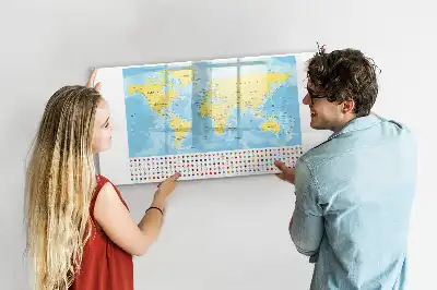 Mapa del mundo pizarra magnética de pared con rotulador