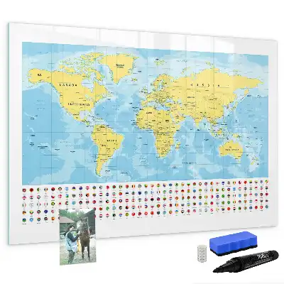 Mapa del mundo pizarra magnética de pared con rotulador