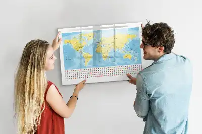 Mapa del mundo pizarra magnética de pared con rotulador