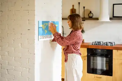Pizarra de cristal magnética diseño de mapa del mundo clásico borrable