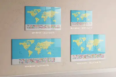 Pizarra de cristal magnética diseño de mapa del mundo clásico borrable